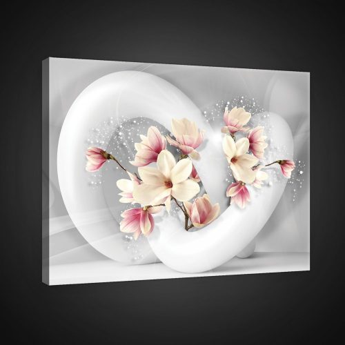 3D alakzat virággal, vászonkép, 60x40 cm méretben
