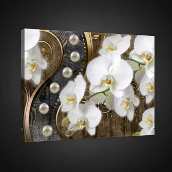   Vászonkép, Orchidea gyöngyös háttérrel, 60x40 cm méretben