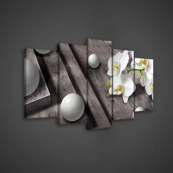   Vászonkép 5 darabos, Orchidea gömbökkel 100x60 cm méretben