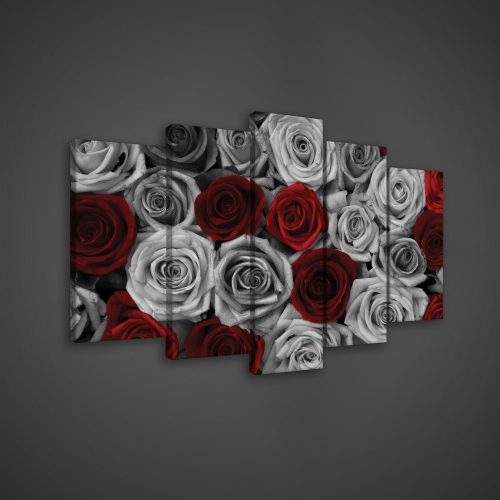 Vászonkép 5 darabos, Rózsák 100x60 cm méretben