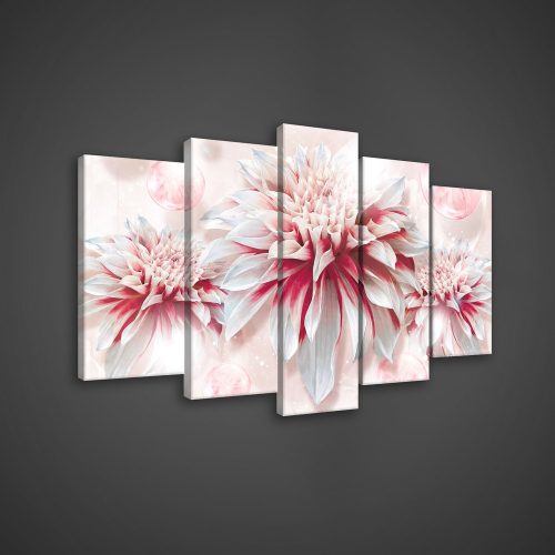 Vászonkép 5 darabos, Rózsaszín virág 100x60 cm méretben