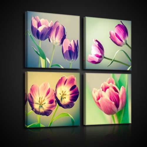 Vászonkép 4 darabos, Tulipán 50x50 cm méretben