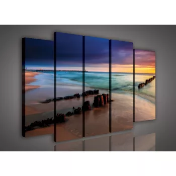   Vászonkép, 5 darabos Tengeri naplemente 150x100 cm méretben