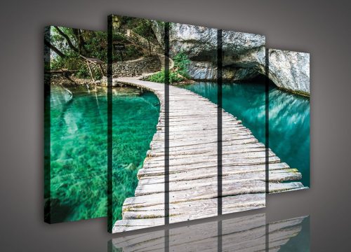 Vászonkép, 5 darabos Plitvicei tavak 150x100 cm méretben