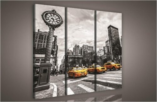 Taxik, New York, 3 darabos vászonkép, 90x80 cm méretben