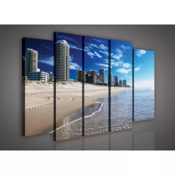   Vászonkép, 5 darabos Város a tenger mellett 150x100 cm méretben