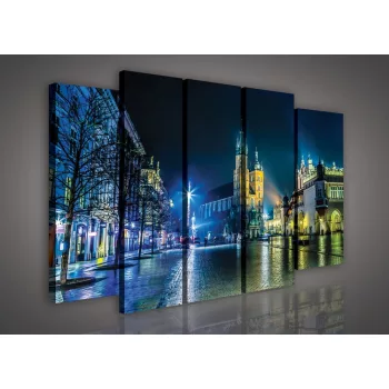   Vászonkép, 5 darabos Város az esti fényekben 150x100 cm méretben