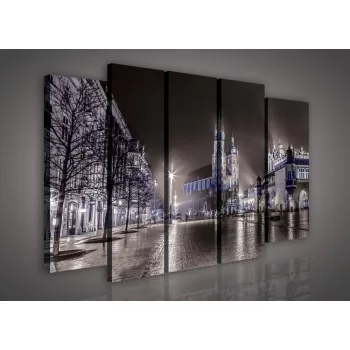   Vászonkép, 5 darabos Város az esti fényekben 150x100 cm méretben