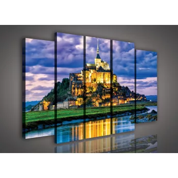   Vászonkép, 5 darabos Mont-Saint-Michel kolostor 150x100 cm méretben