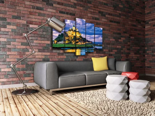 Vászonkép 5 darabos, Mont Saint-Michael kastély, Franciaország 100x60 cm méretben