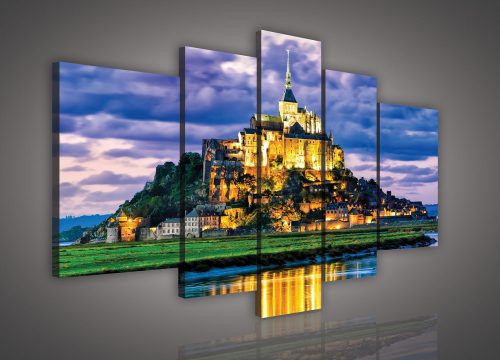 Vászonkép, 5 darabos, Mont Saint-Michel 170x100 cm méretben