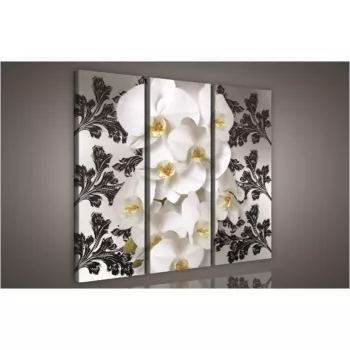 Orchidea minta, 3 darabos vászonkép, 90x80 cm méretben