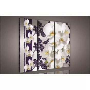 Orchidea minta, 3 darabos vászonkép, 90x80 cm méretben
