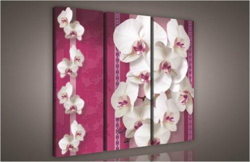 Orchidea minta, 3 darabos vászonkép, 90x80 cm méretben