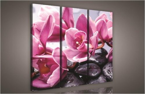 Orchidea zen, 3 darabos vászonkép, 90x80 cm méretben