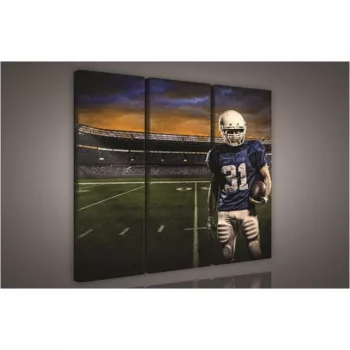   Rugby játékos a pályán, 3 darabos vászonkép, 90x80 cm méretben