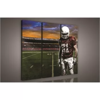   Rugby játékos a pályán, 3 darabos vászonkép, 90x80 cm méretben