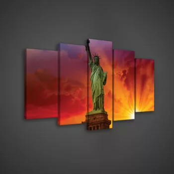   Vászonkép 5 darabos, New York Szabadság-szobor 100x60 cm méretben