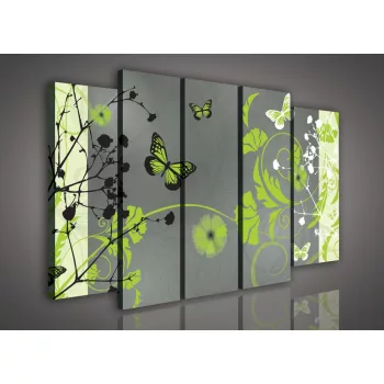 Vászonkép, 5 darabos Pillangók 150x100 cm méretben