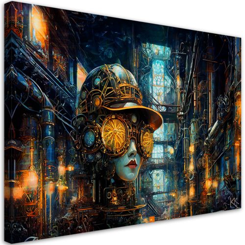 Vászonkép, Női absztrakt steampunk - 60x40 cm