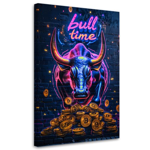 Vászonkép, AI Bull bitcoin - 80x120 cm