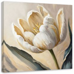   Vászonkép, Tulipán virágok bézs színű festett - 30x30 cm