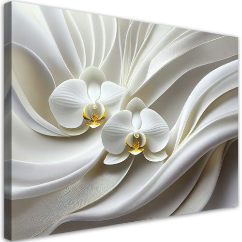 Vászonkép, Fehér orchidea 3D absztrakció - 100x70 cm