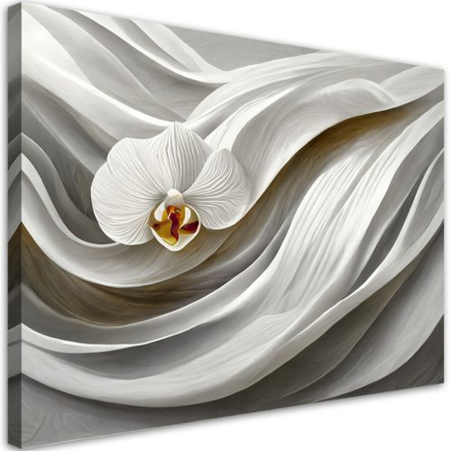 Vászonkép, Fehér orchidea és 3D absztrakció - 120x80 cm