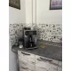 3D PVC falpanel Fekete-fehér rajzos kávé mintás, fényes felülettel.