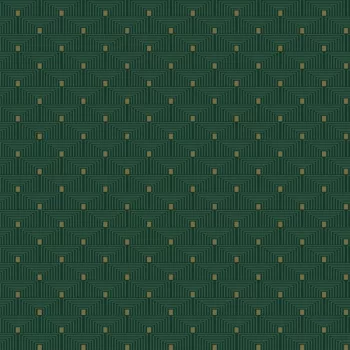   Sötét zöld-arany fényes geometriai mintás tapéta (Boutique  F-PL3008)