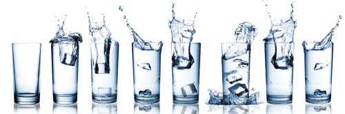WATER SPLASH IN GLASSES öntapadós konyhai poszter, 180x60 cm