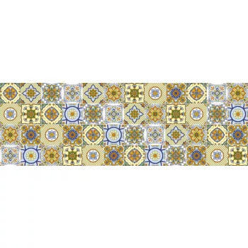   ORNAMENTAL TILES YELLOW öntapadós konyhai poszter, 180x60 cm
