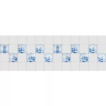 BLUE DELFT TILES öntapadós konyhai poszter, 180x60 cm