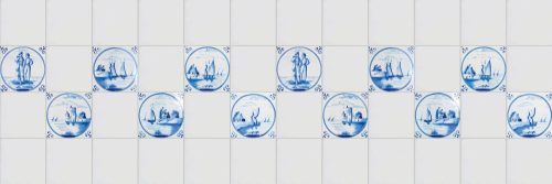 BLUE DELFT TILES öntapadós konyhai poszter, 180x60 cm