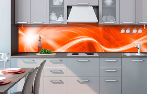 ORANGE ABSTRACT öntapadós konyhai poszter, 260x60 cm