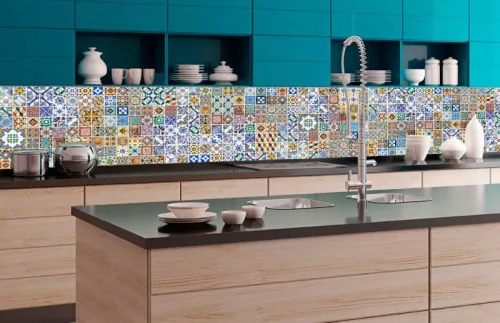 PORTUGAL TILES öntapadós konyhai poszter, 350x60 cm