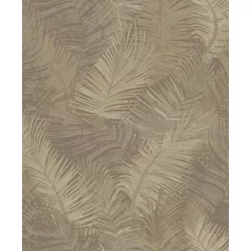 Barna-drapp-arany levél mintás tapéta (L93407)