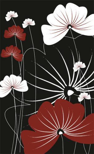 FLOWERS ON BLACK fotótapéta, poszter, vlies alapanyag, 150x250 cm