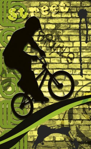 BICYCLE GREEN fotótapéta, poszter, vlies alapanyag, 150x250 cm