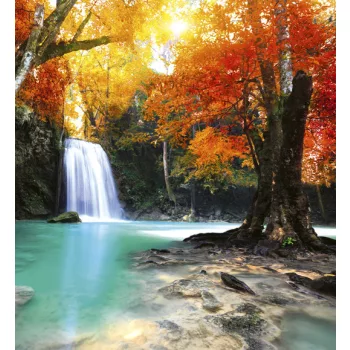   DEEP FOREST WATERFALL fotótapéta, poszter, vlies alapanyag, 225x250 cm
