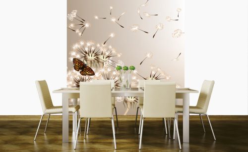 DANDELIONS AND BUTTERFLY fotótapéta, poszter, vlies alapanyag, 225x250 cm