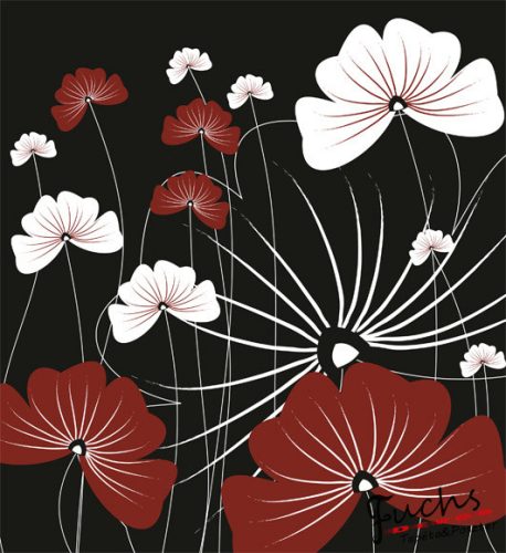 FLOWERS ON BLACK fotótapéta, poszter, vlies alapanyag, 225x250 cm
