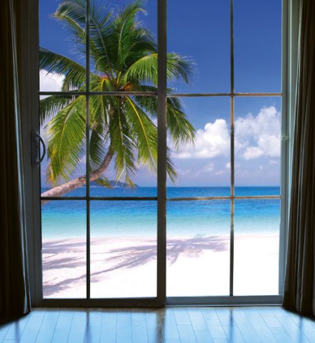BEACH WINDOW VIEW fotótapéta, poszter, vlies alapanyag, 225x250 cm