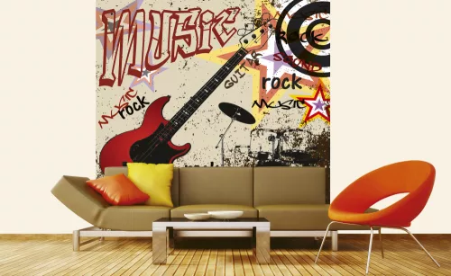 RED GUITAR fotótapéta, poszter, vlies alapanyag, 225x250 cm