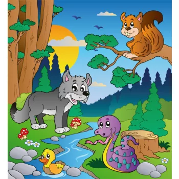   FOREST ANIMALS fotótapéta, poszter, vlies alapanyag, 225x250 cm