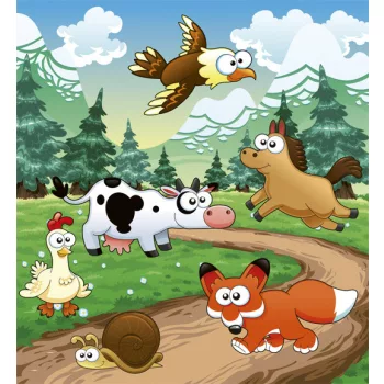   ANIMALS AND FOREST fotótapéta, poszter, vlies alapanyag, 225x250 cm