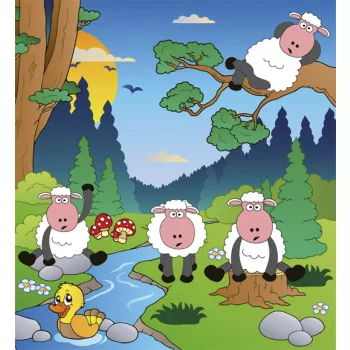   SHEEP IN FOREST fotótapéta, poszter, vlies alapanyag, 225x250 cm