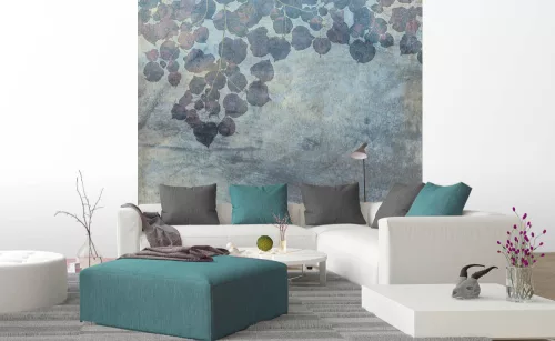Kék levelek fotótapéta, poszter, vlies alapanyag, 225x250 cm