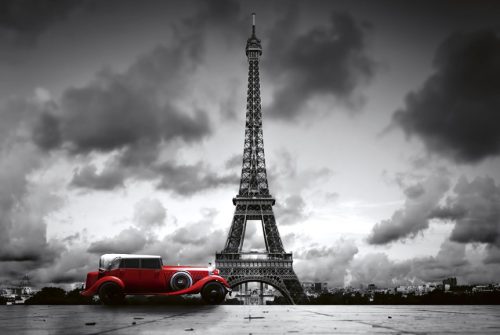RETRO CAR IN PARIS fotótapéta, poszter, vlies alapanyag, 375x250 cm