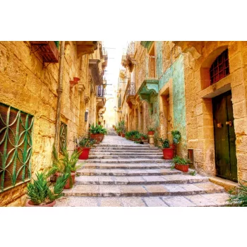   NARROW STREET IN MALTA fotótapéta, poszter, vlies alapanyag, 375x250 cm